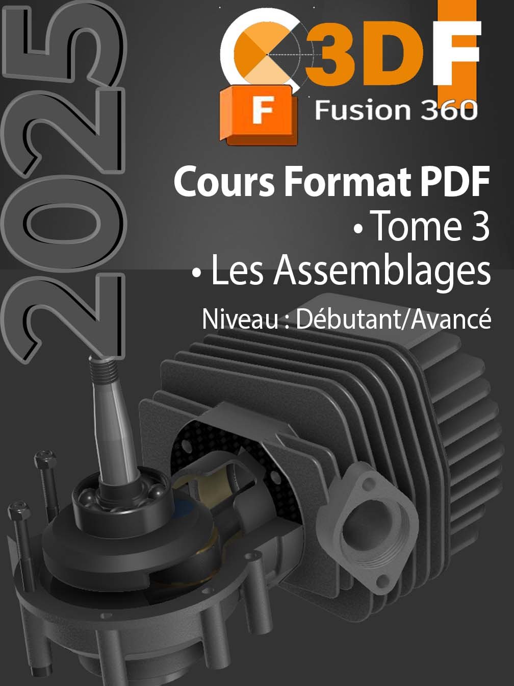 Assemblage des pièces d'un moteur 2 temps dans Fusion 360, avec application des contraintes fonctionnelles pour simuler le mouvement