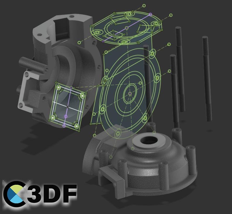 Exercice PDF Fusion 360 Illustration du tome 1 montrant le carter en esquisse 2D et en modélisation 3D, détaillant le processus de conception technique de la pièce.