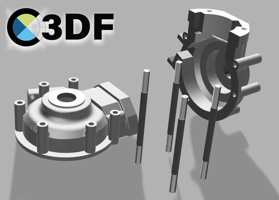 Modélisation 3D du carter avec les techniques du tome 1, extrait du PDF C3DF, montrant les détails de conception pour la création de pièces techniques.