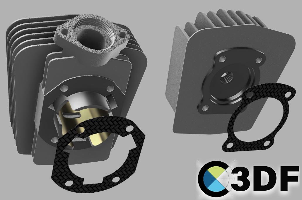 Modélisation 3D du cylindre dans le tome 2, extrait du PDF C3DF, illustrant les étapes de conception technique et les détails de fabrication.